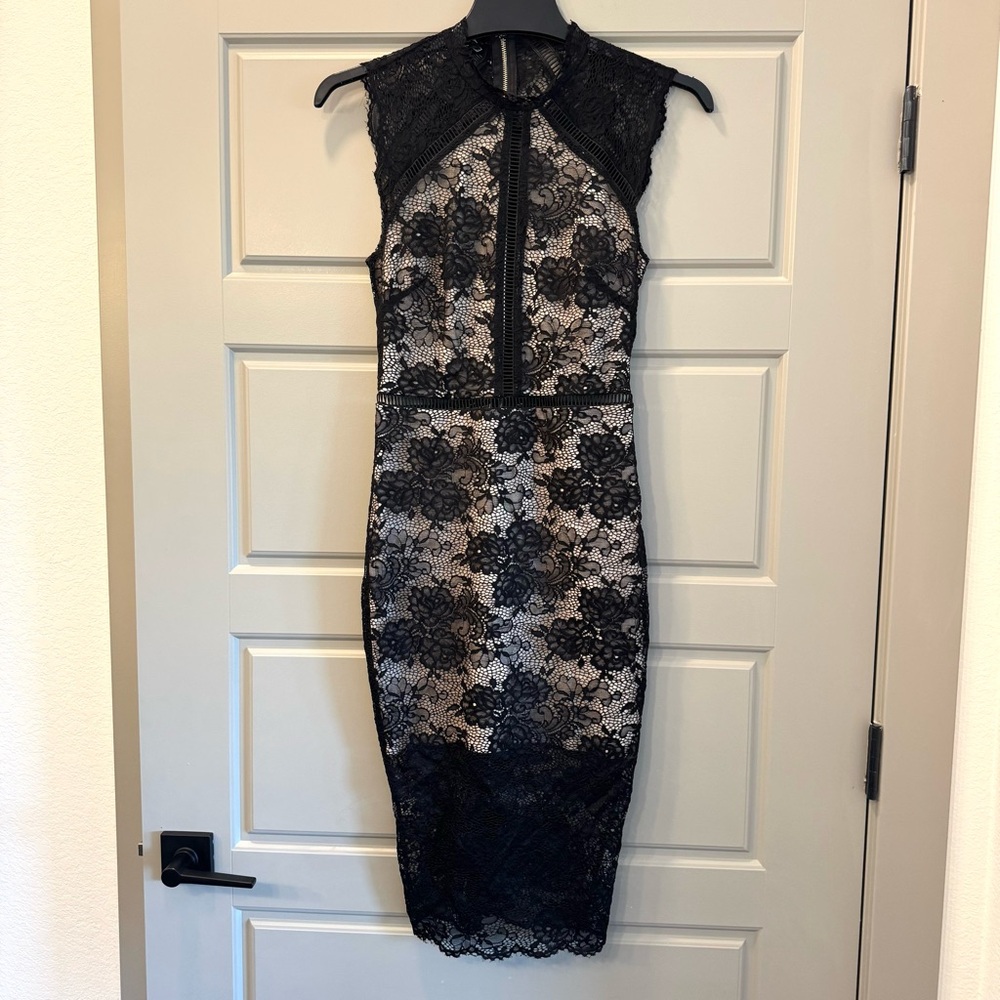 Bebe Black Lace Midi Dress